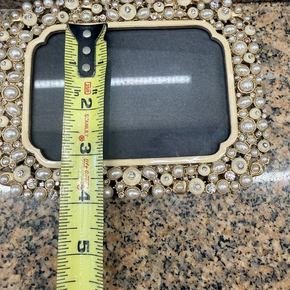 Two's Company Margrit Gold Pearl AustrianCrystal Photo Frame 3.5x5 Wedding Decor